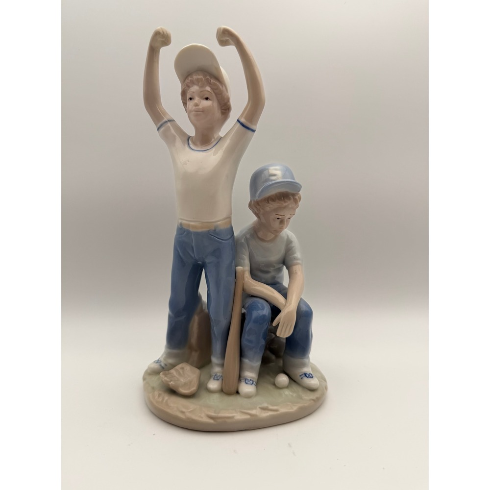 Sebastian 1989 Baseball Boys Porcelain Figurine Blue White Vintage Sports Decor
